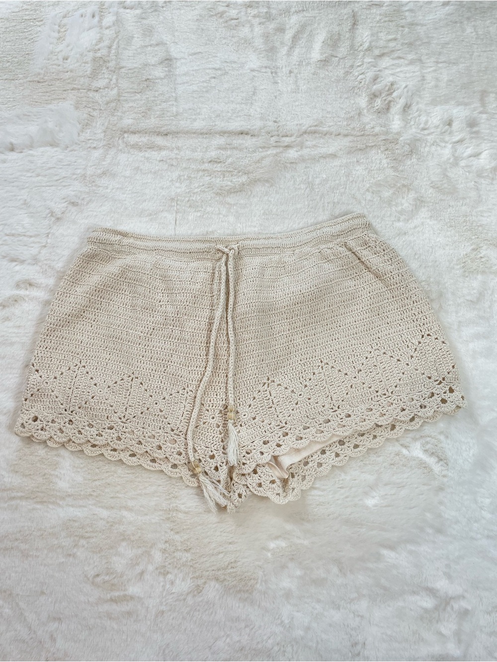 Joie Cream Crochet Drawstring Skort Shorts